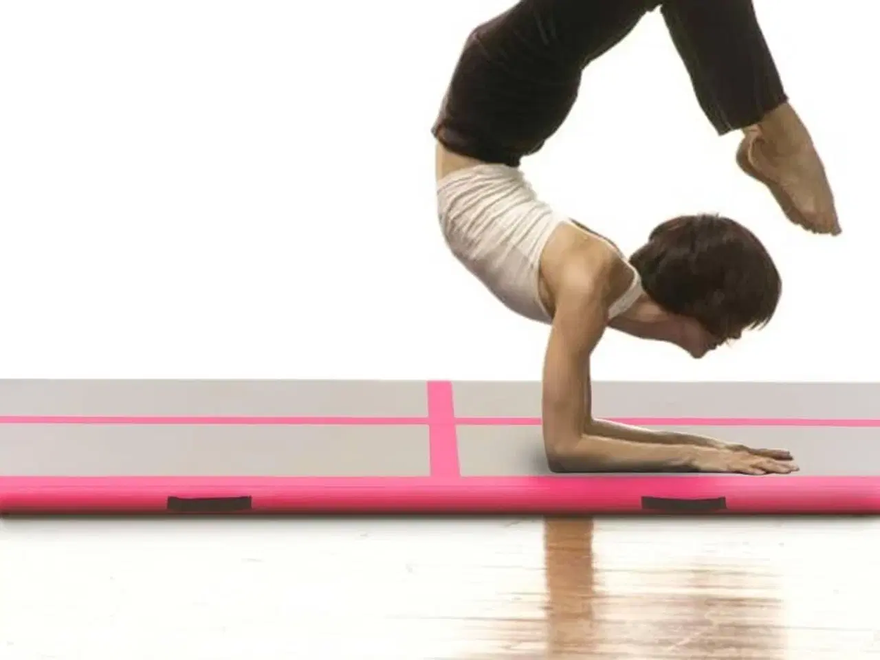 Billede 2 - Oppustelig gymnastikmåtte med pumpe 300 x 100 x 10 cm PVC Pink