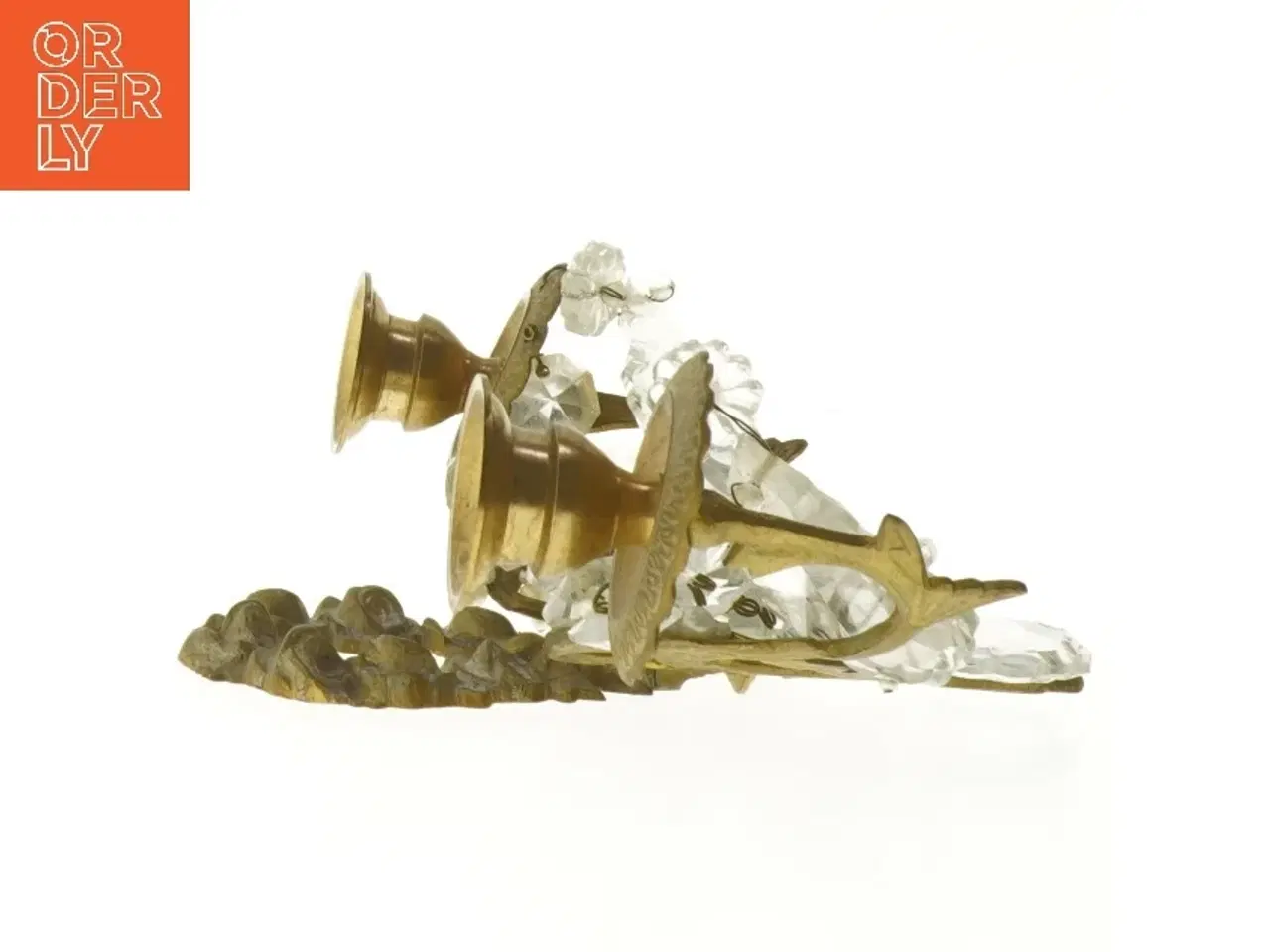 Billede 2 - Vintage dobbelt lysestage med krystaller (str. 26 cm)