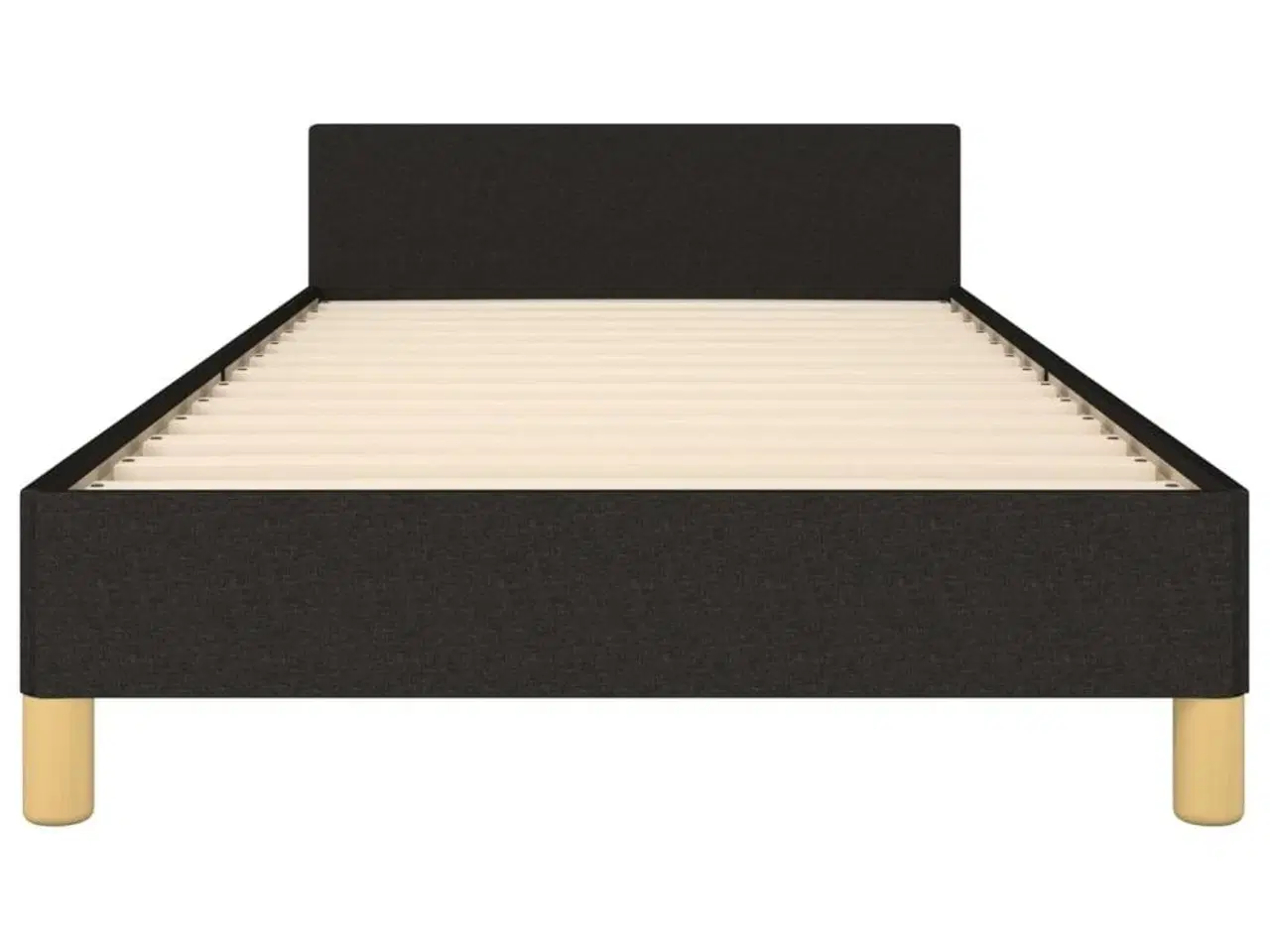 Billede 5 - Sengeramme med hovedgærde uden madras Sort 90x200 cm Stof
