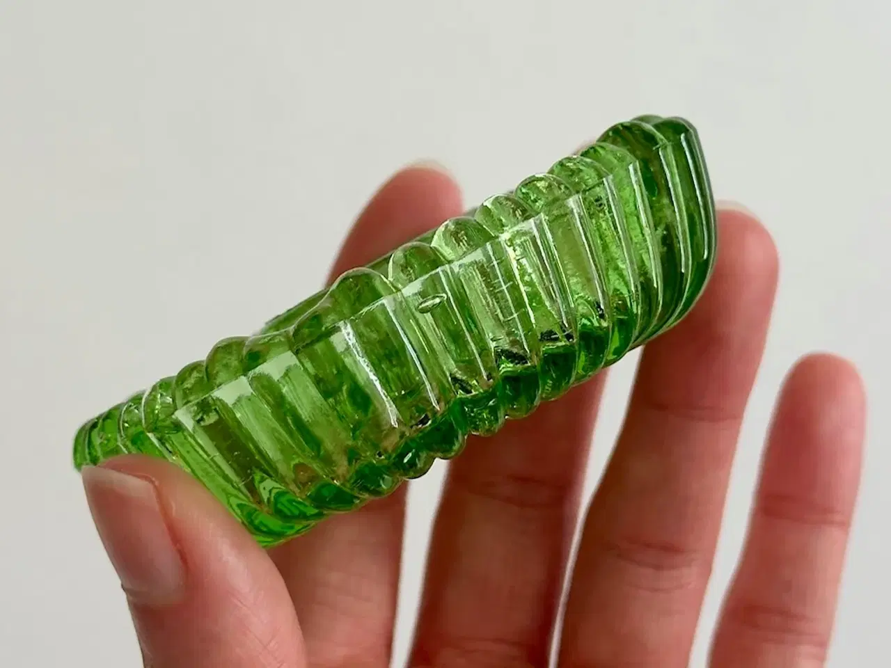 Billede 5 - Lysestage, grønt glas