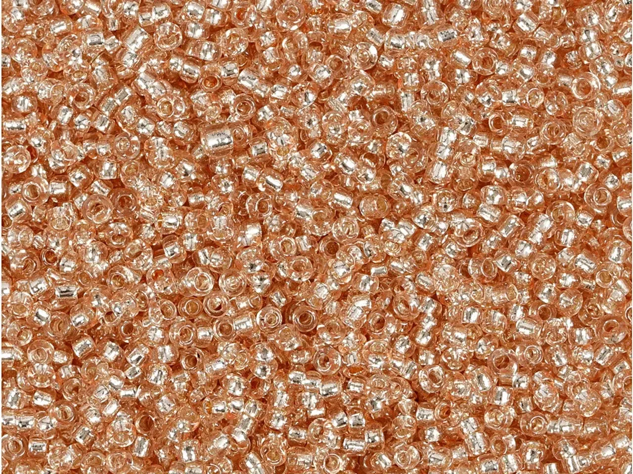 Billede 1 - Rocaiperler, diam. 1,7 mm, str. 15/0, hulstr. 0,5-0,8 mm, fersken, 25g/ 1 pk.