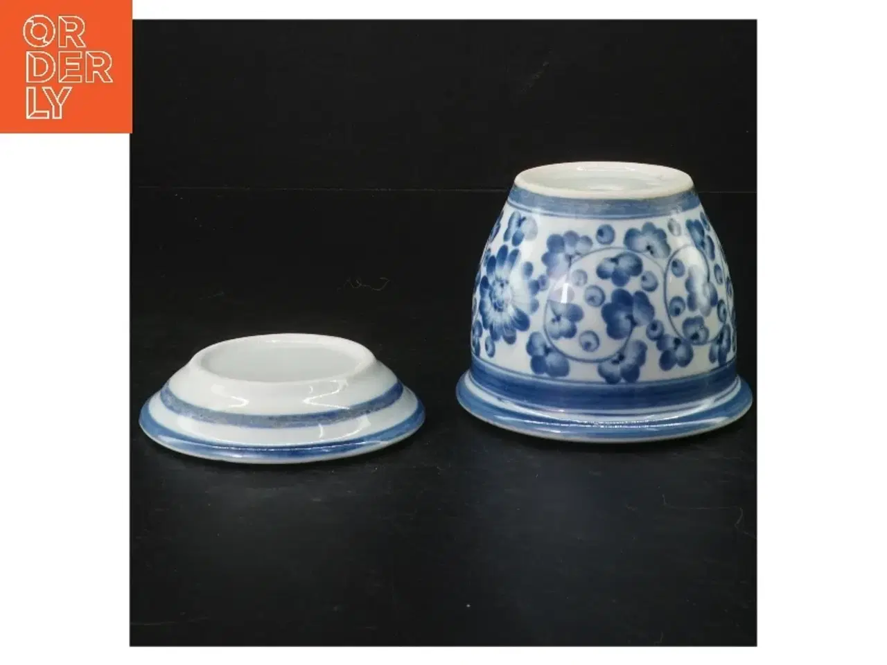 Billede 2 - Blomsterpotte med underskål i porcelæn (str. H 9 cm. ø. 10 cm)