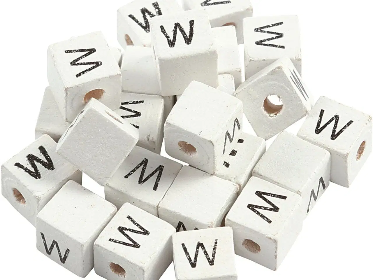 Billede 1 - Hvide Bogstavperler W, 8x8 mm, 25 stk.