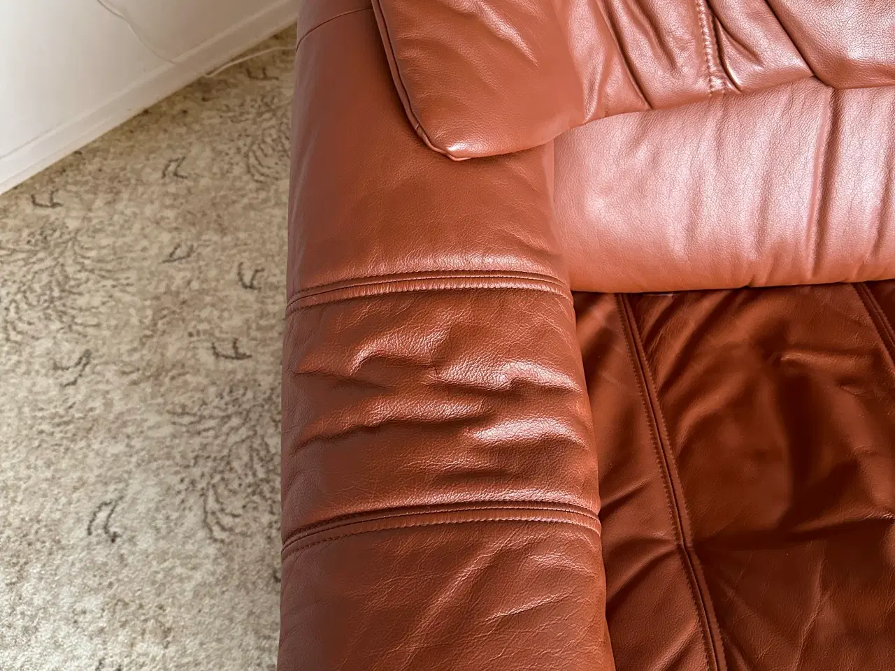 Billede 3 - 3-personers lædersofa – brun – velholdt – 185 cm