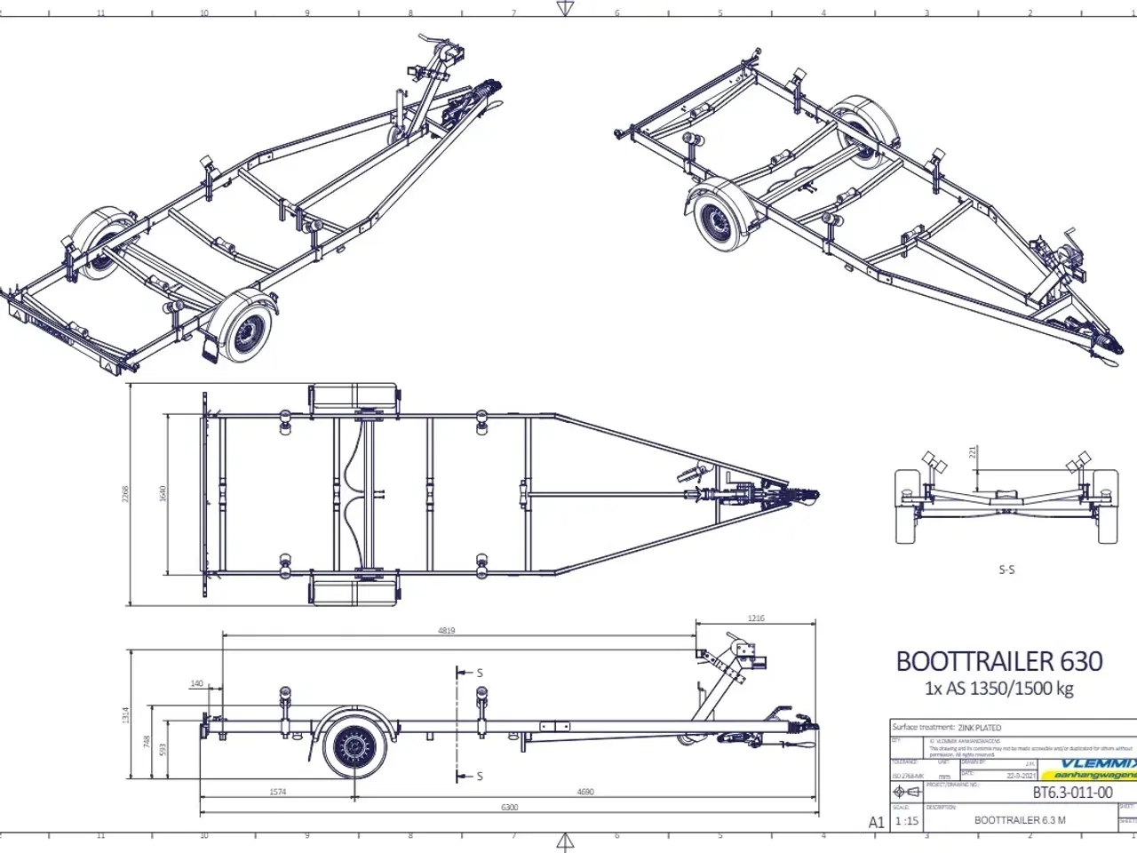 Billede 3 - Vlemmix Bådtrailer 630x220 1300 Flex-roll