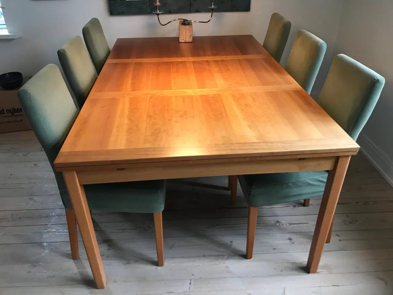 Billede 1 - Stort spisebord i kirsebærtræ med 6 stole