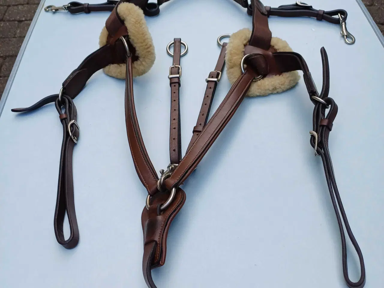 Billede 1 - Fortøj m martingal str full brun læder.
