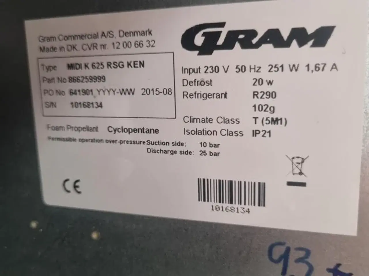 Billede 5 - Industrikøleskab GRAM MIDI K 625 RSG