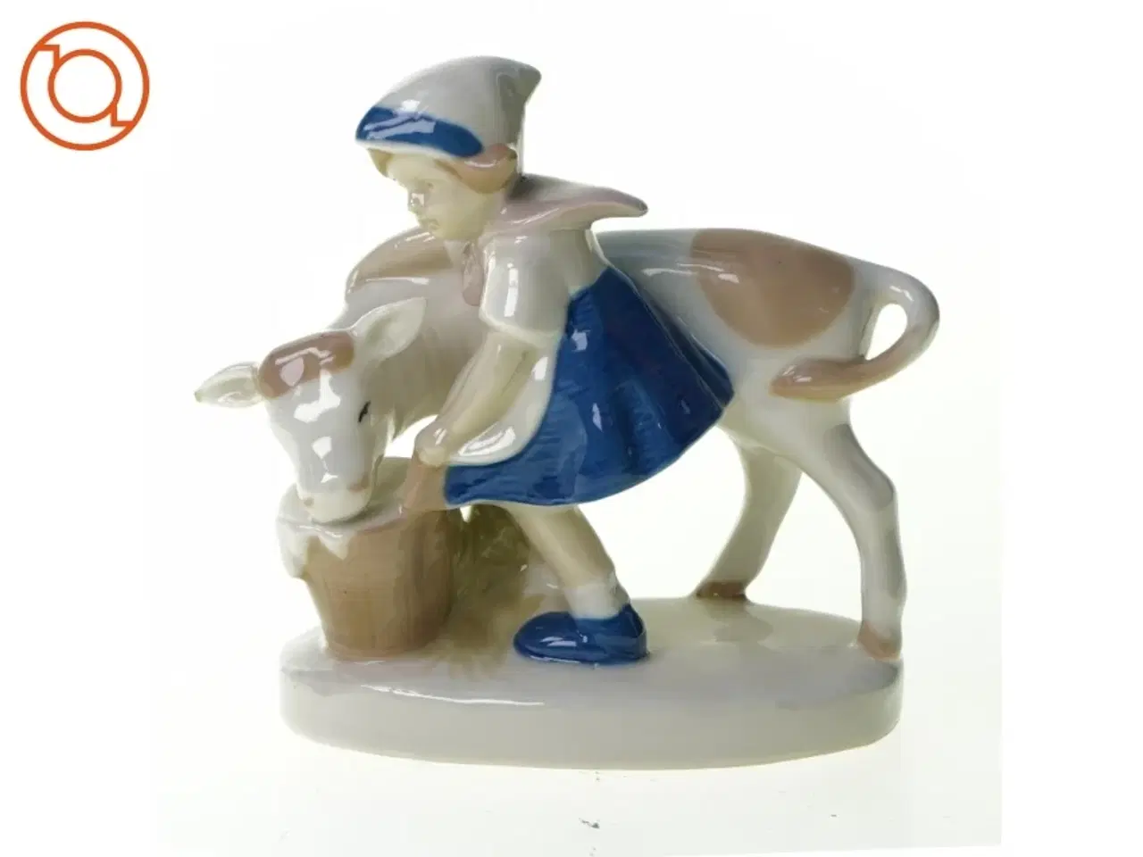 Billede 1 - Malke pige i porcelæn (str. 11 x 6 x 13 cm)