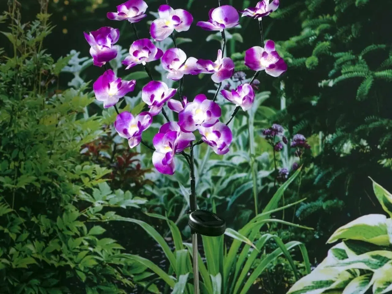 Billede 2 - LED-solcellelampe 75 cm orkidé