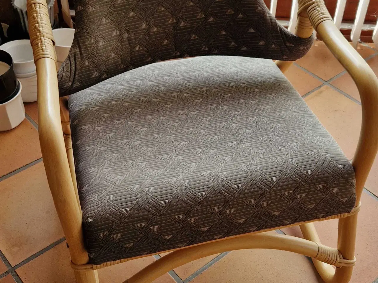 Billede 1 - Bambusstol m/grønt betræk