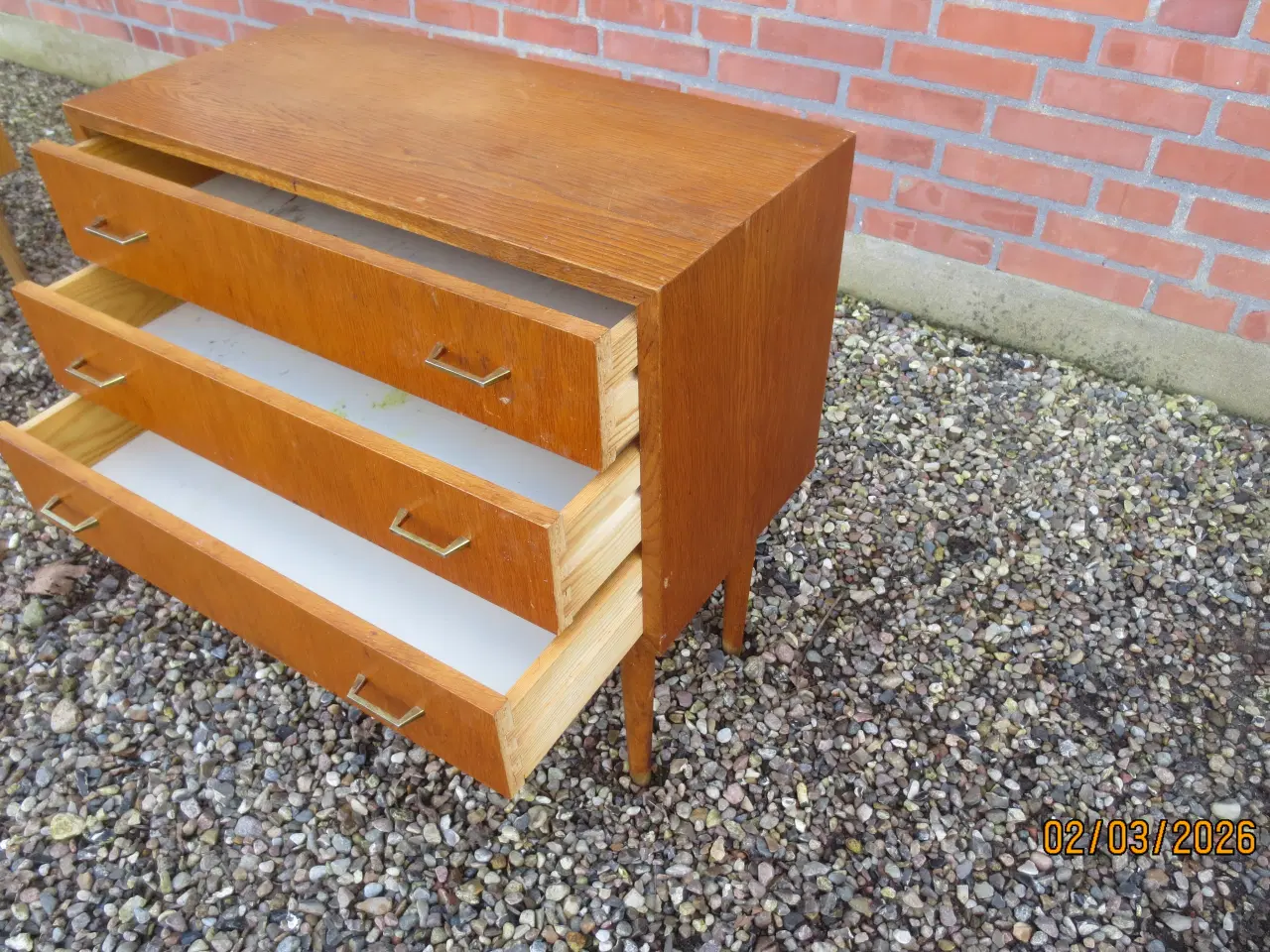 Billede 4 - 1 stk Teak Kommode med 3 skuffer