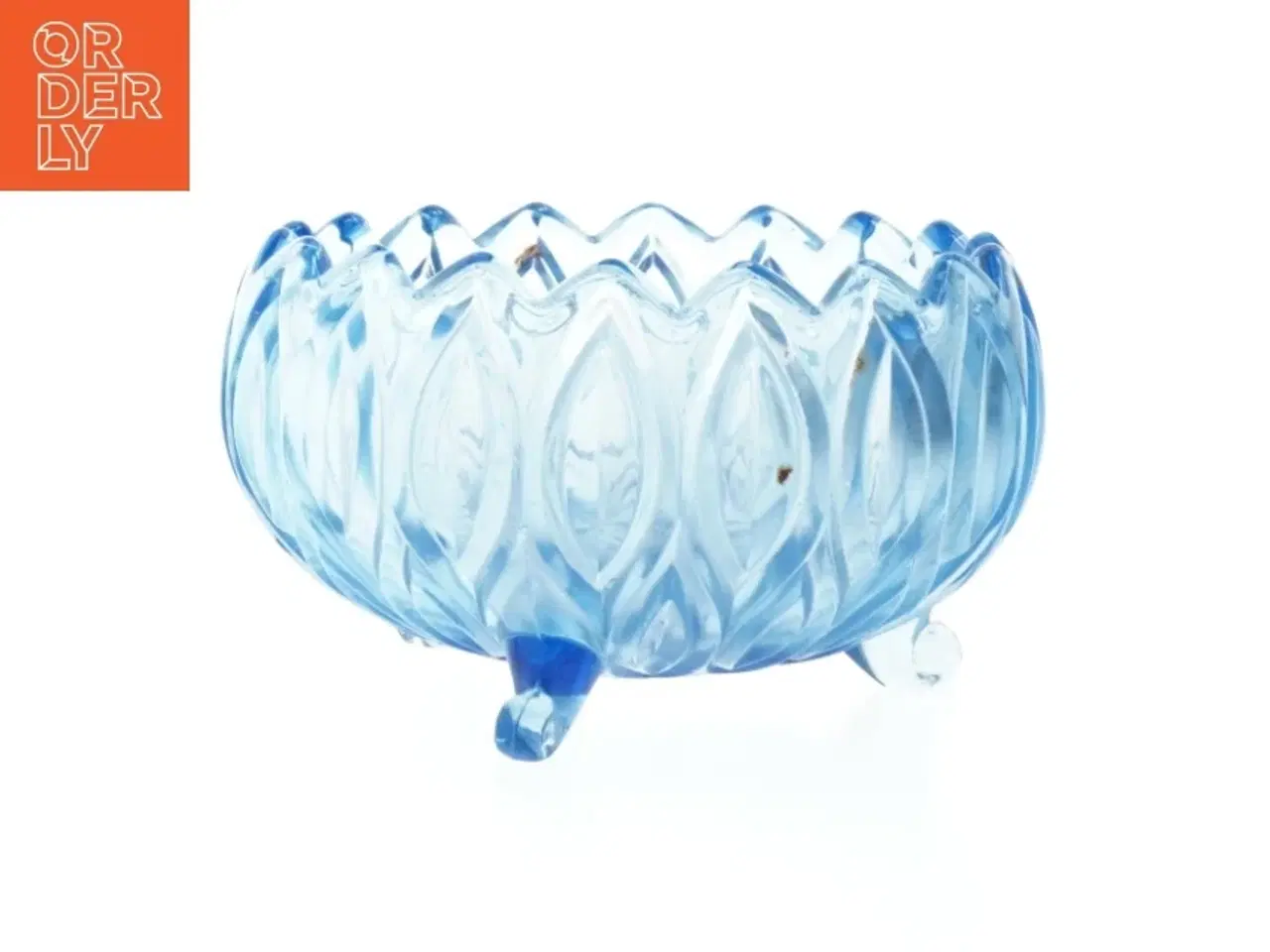 Billede 1 - Blå glas-dekoreret skål (str. Ø 15 cm)