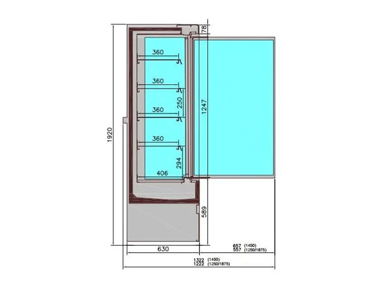 Billede 2 - Vægmonteret display køleskab – sort 230 V