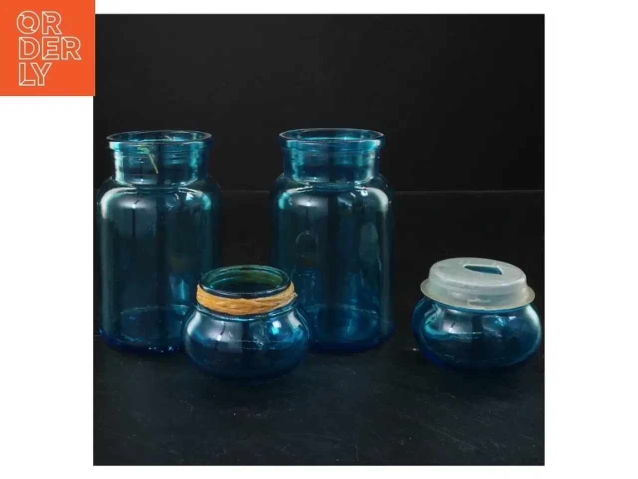 Billede 3 - Blå glaskrukker med låg (str. 17,5 cm)