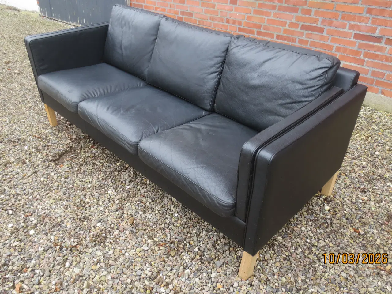 Billede 1 - 1 stk 3 Personers Lædersofa sort