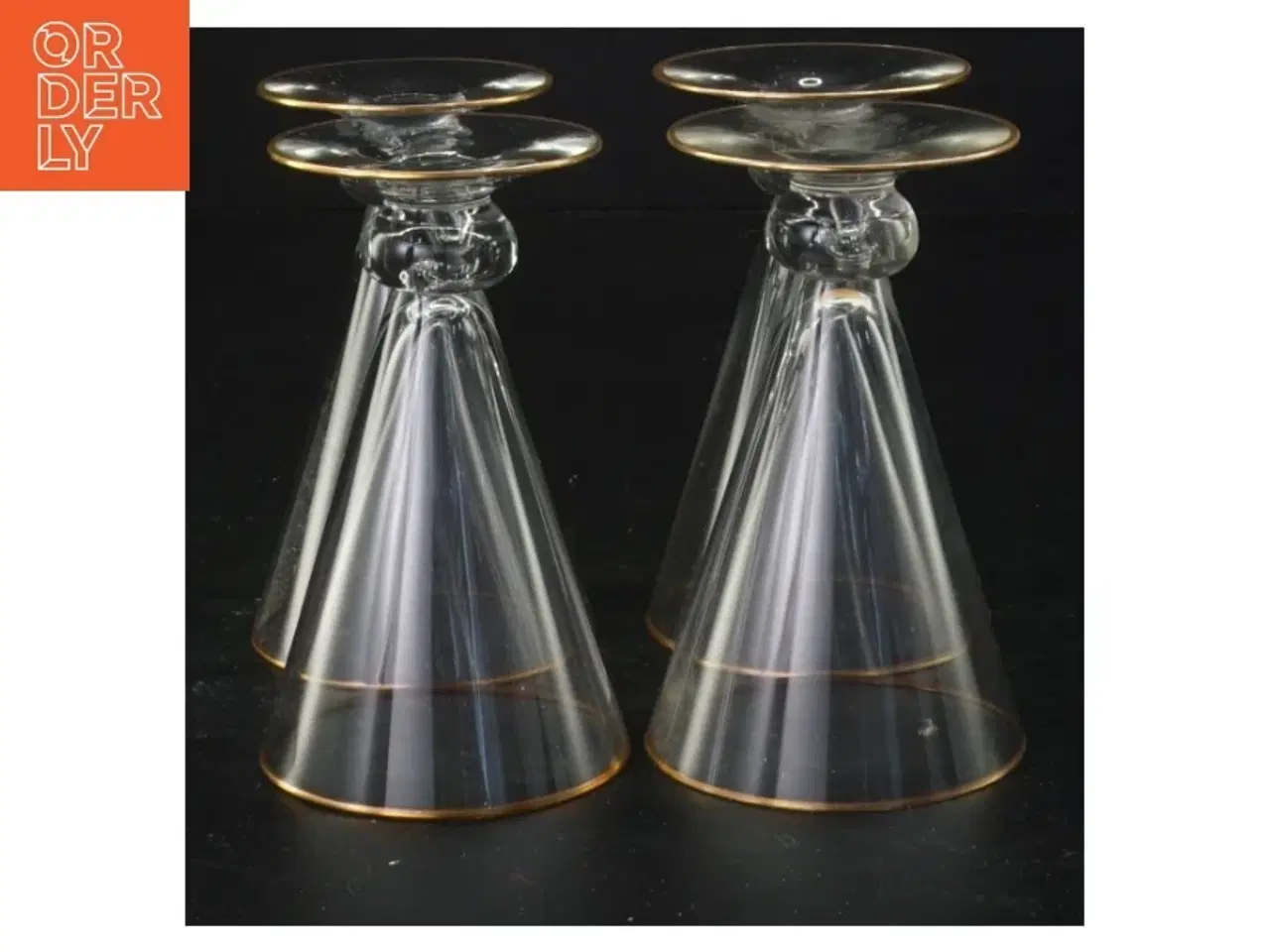 Billede 2 - Vintageglas med guldkant (str. 10 x 6 cm)