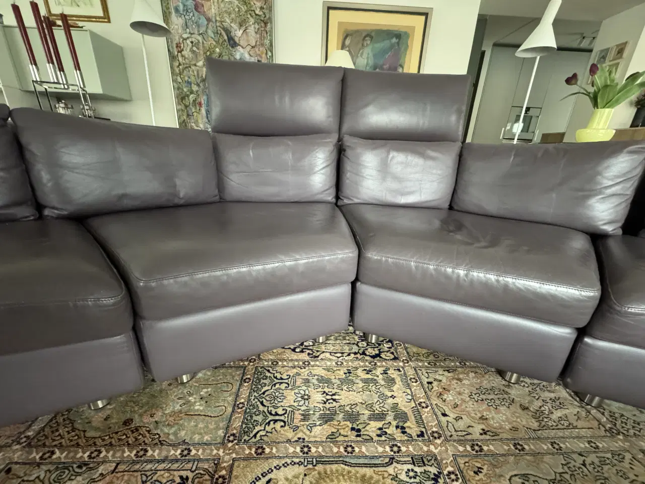 Billede 2 - Rolf Benz modulsofa i grålilla læder RB200FT 