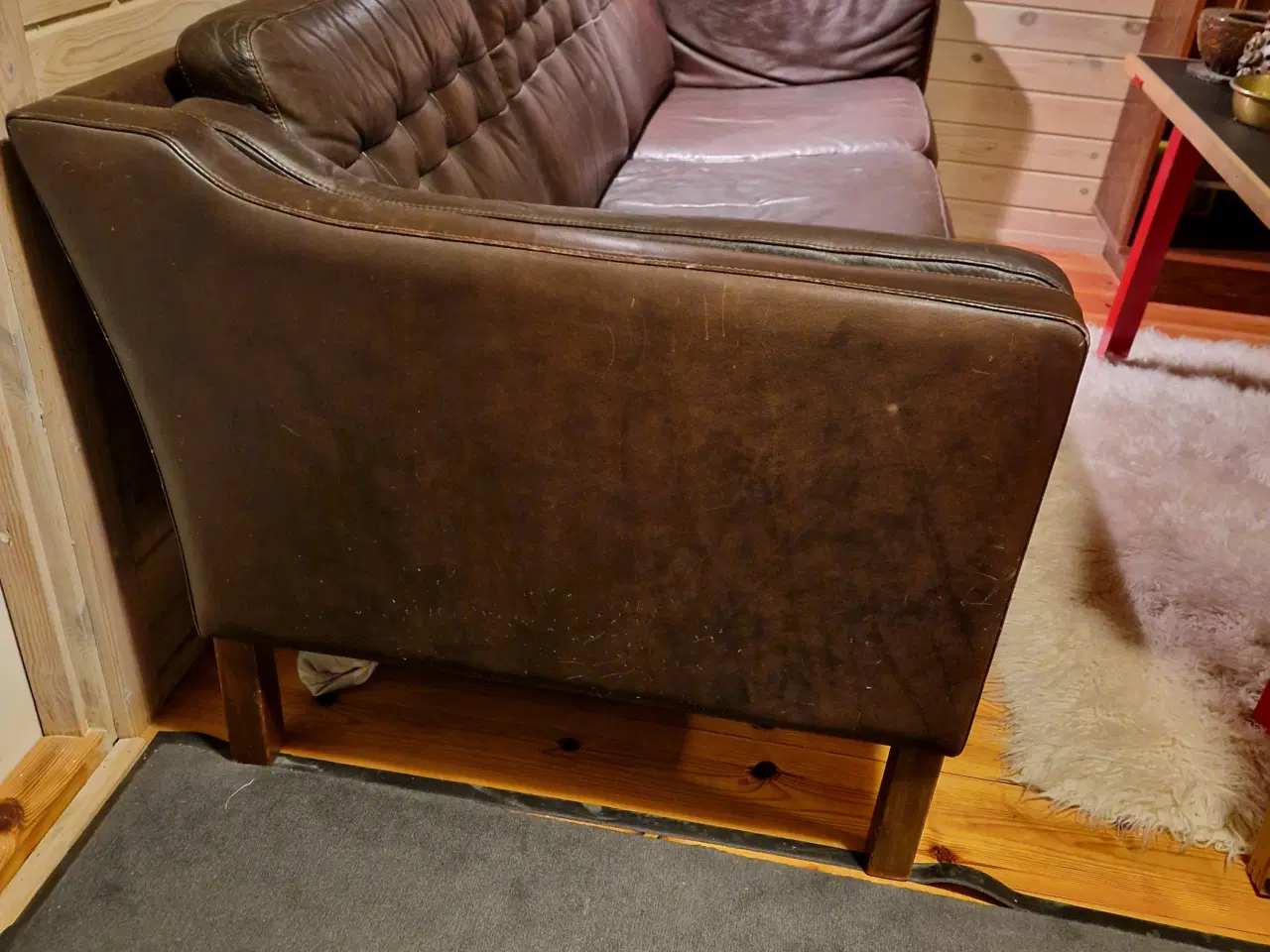 Billede 2 - Brun lædersofa 3 personer