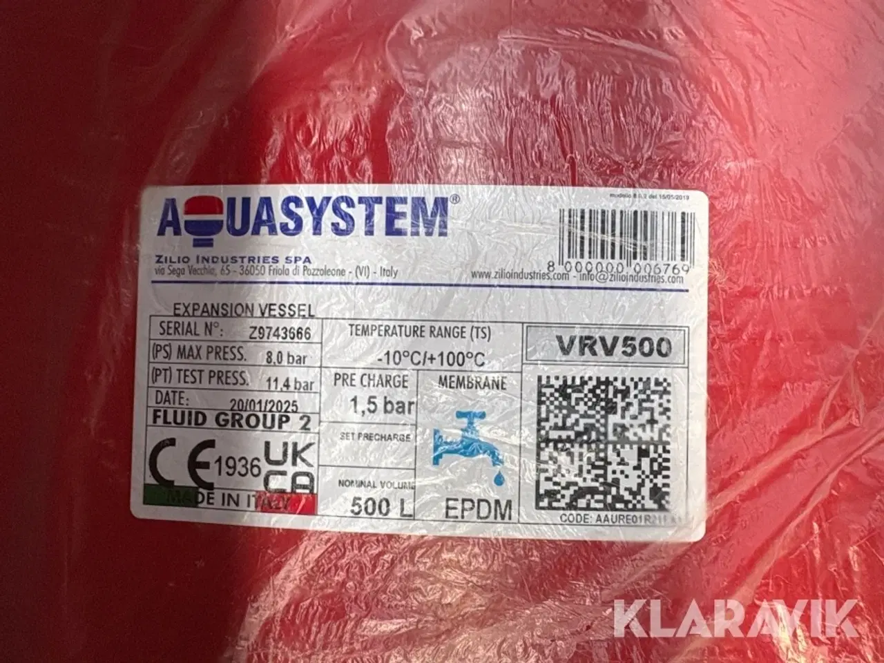 Billede 6 - Trykekspansionsbeholder Aquasystem VRV 500 liter