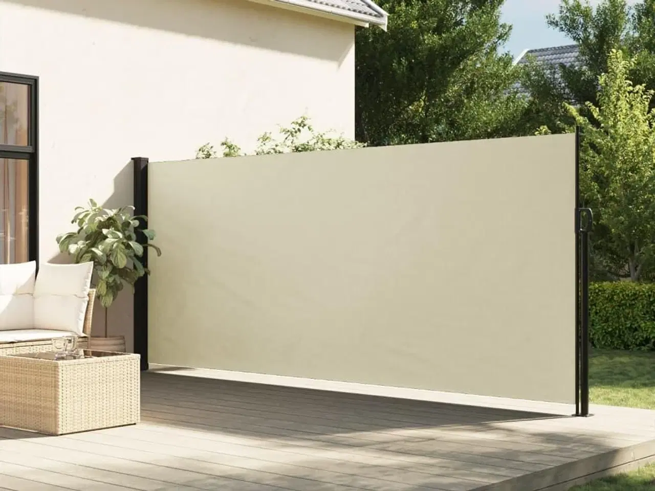 Billede 1 - Sidemarkise 160x500 cm sammenrullelig cremefarvet