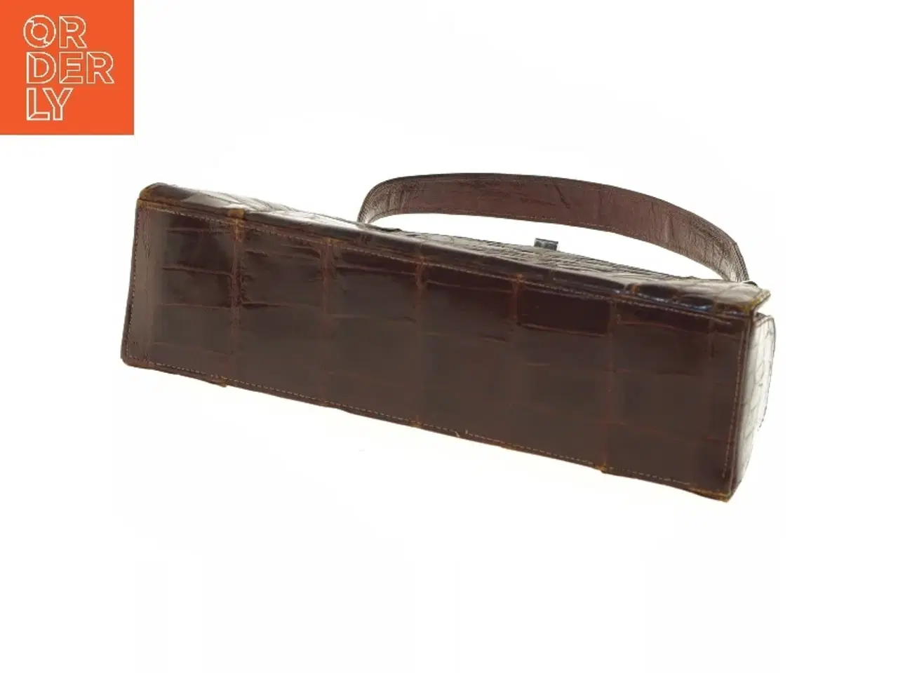 Billede 4 - Brun krokodillemønster håndtaske (str. 16x8x27 cm)