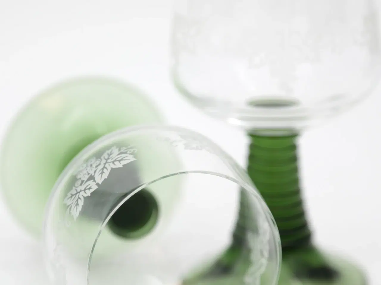 Billede 6 - Franske Rømerglas til rødvin, grøn stilk