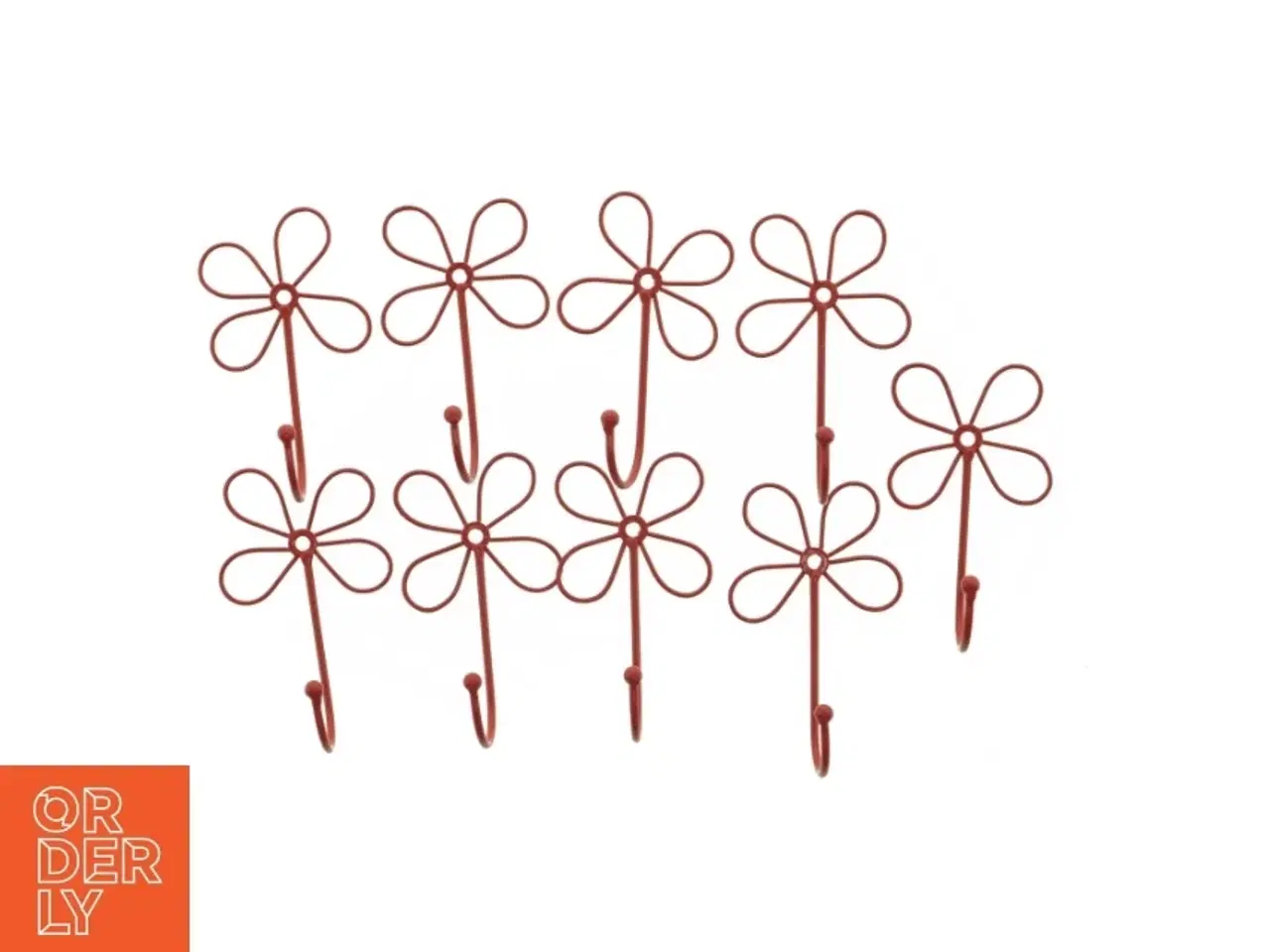 Billede 1 - Dekorative røde metalblomstkroge (str. 12 x 8 cm)