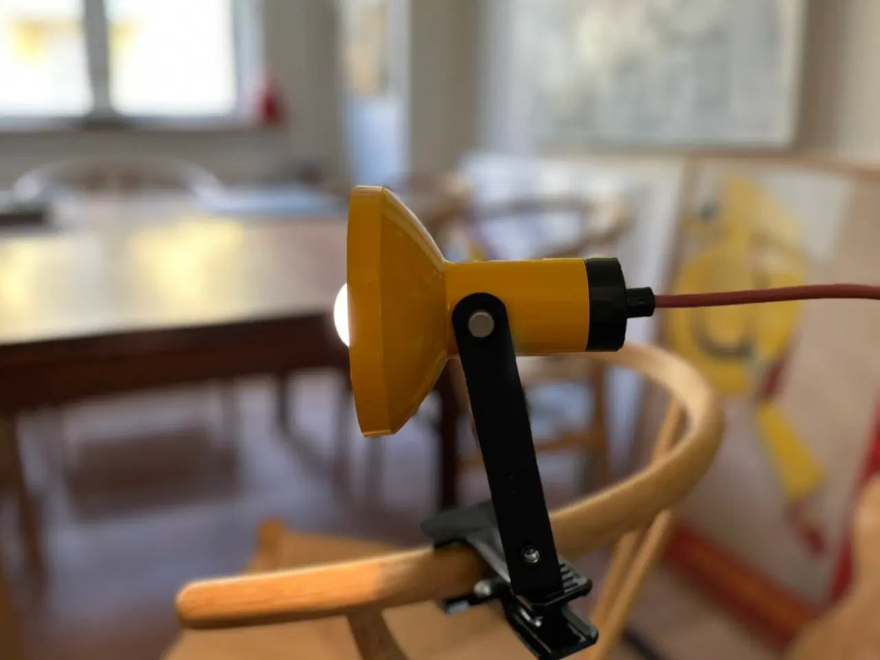 Billede 3 - Gul retro klemme-lampe / bordlampe / væglampe