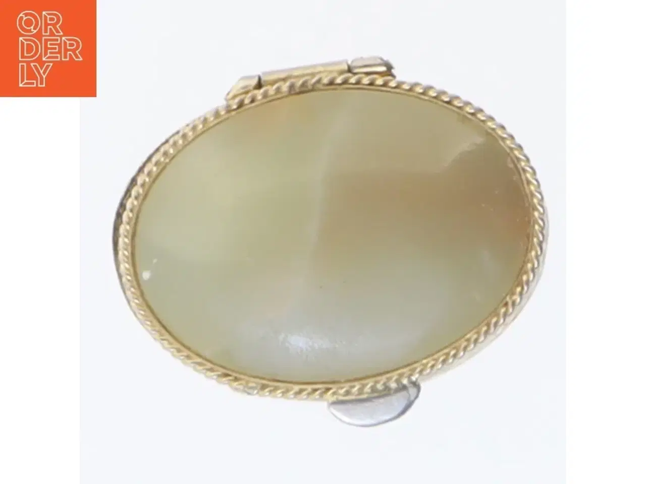 Billede 3 - Vintage smykkeskrin med Onyx Sten låg (str. 3,5 cm)