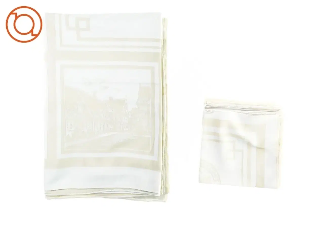 Billede 1 - Damask dug og 7 x servietter (str. 120 x 180 og 37 x 37 en x dug)