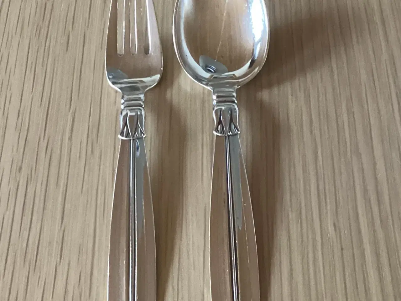 Billede 1 - “Lotus” Dåbs-ske/gaffel i sølv, graveret pr. stk.