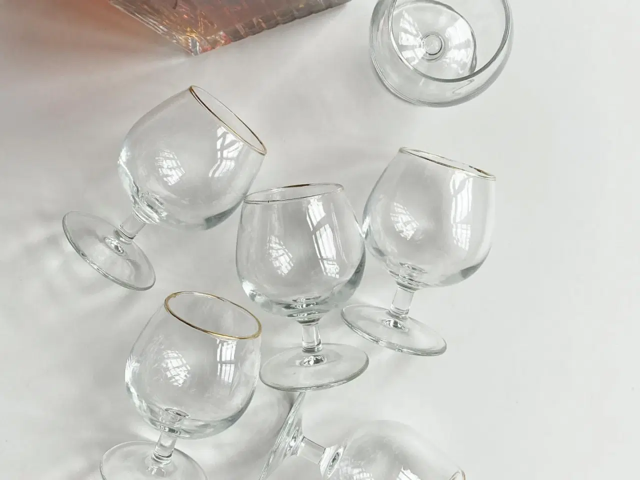 Billede 4 - Cognacglas m patineret guldkant, 6 stk samlet