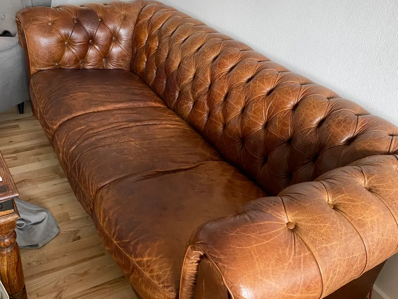 Billede 1 - Chesterfield sofa cognacfarvet 