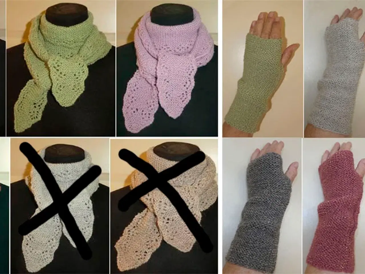 Billede 1 - Håndstrikkede tørklæder og pulsvarmere