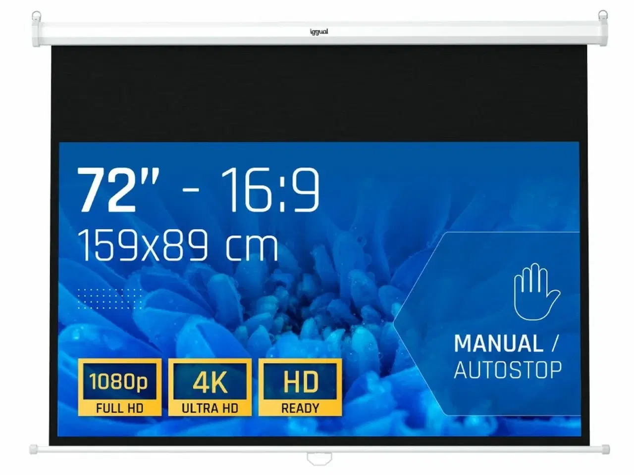 Billede 1 - Projektorlærred 72" 16:9 - manuel autostop