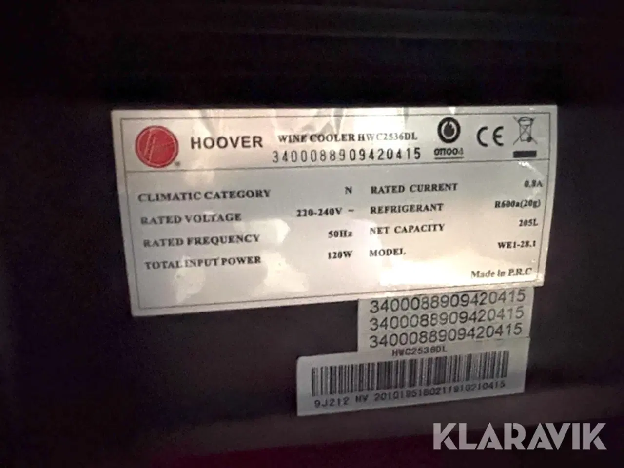 Billede 7 - Vinkøleskab HOOVER HWC2536DL