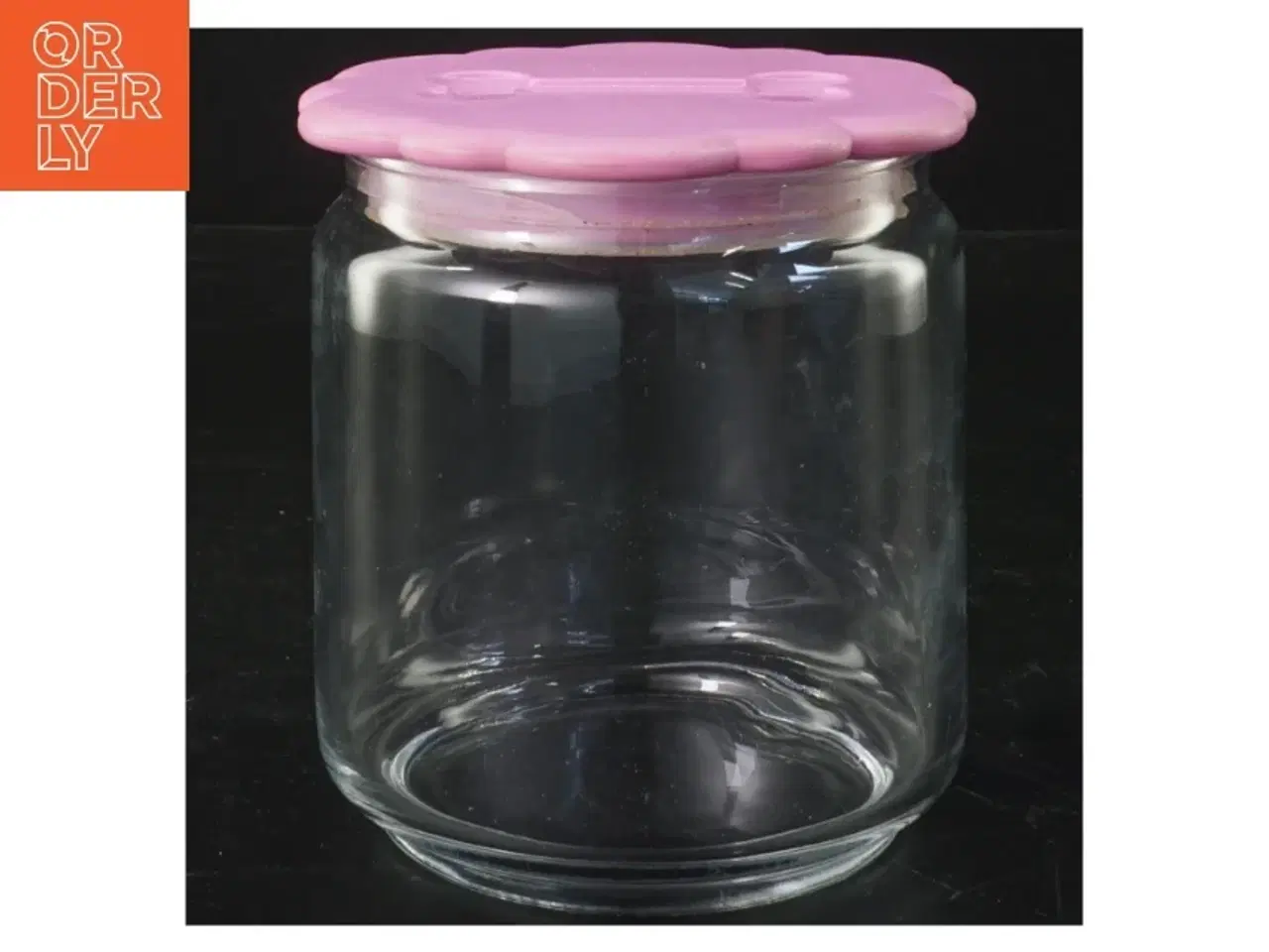 Billede 1 - Glasbeholder med lyserødt låg (str. 11 cm)
