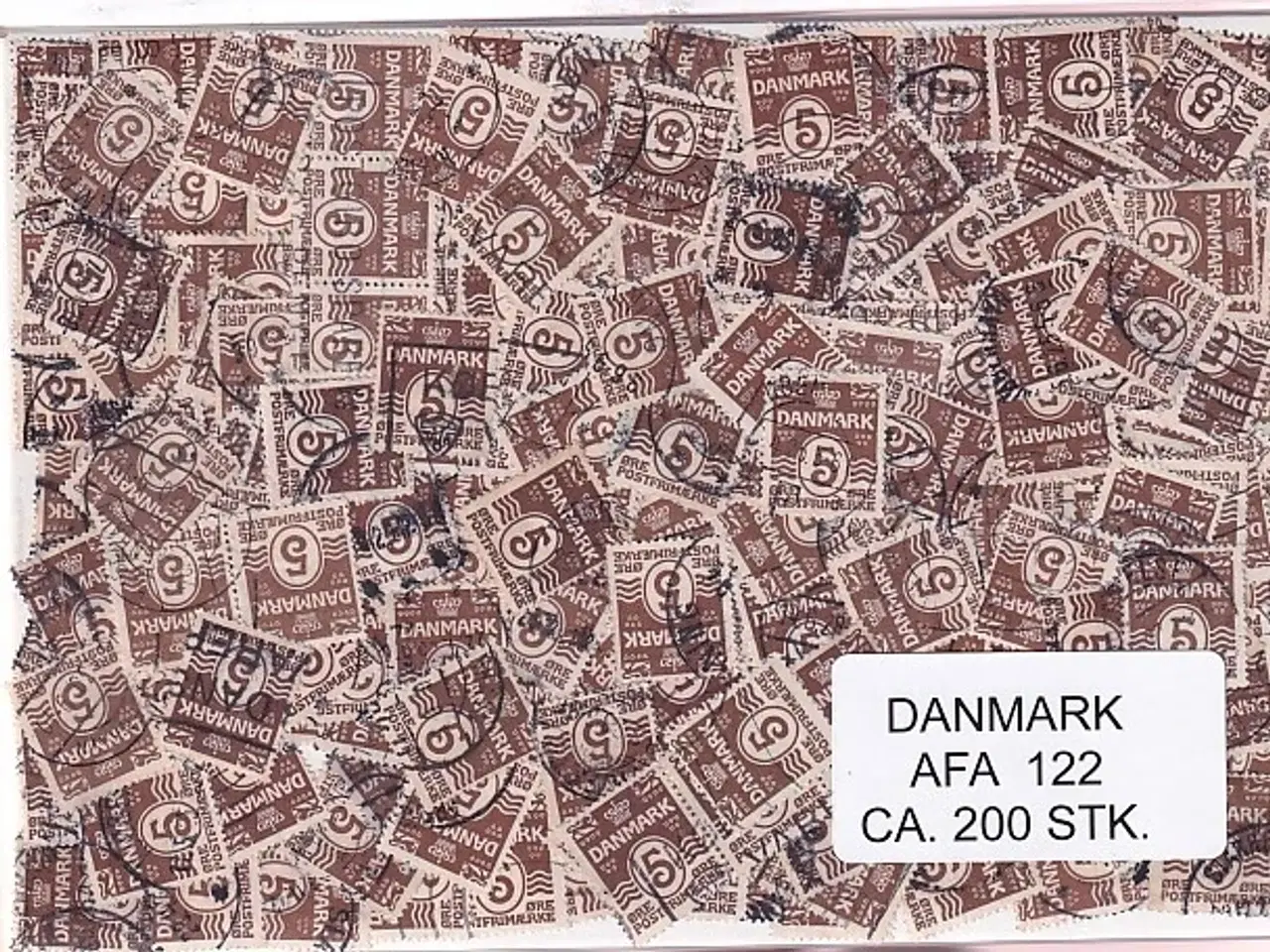 Billede 1 - Danmark 200 stk Afa 122 Stemplet/ustemplet.