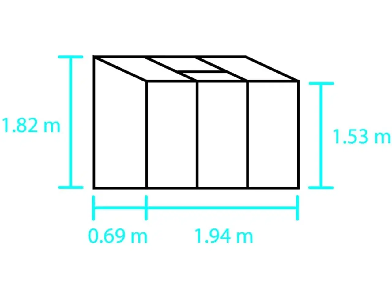 Billede 2 - Vægdrivhus Glas Halls Altan, 1,33m², 0,69x1,94x1,8