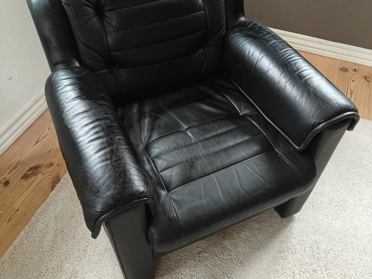 Billede 3 - Sort læder sofa sæt