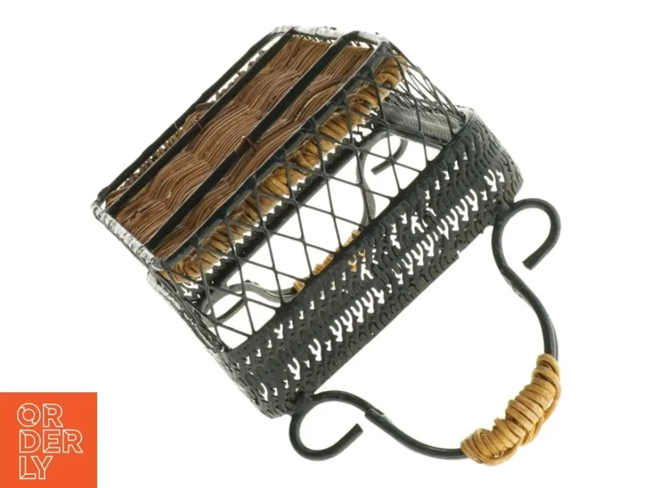 Billede 3 - Metalkurv med håndtag og flet (str. 21 x 13 cm)