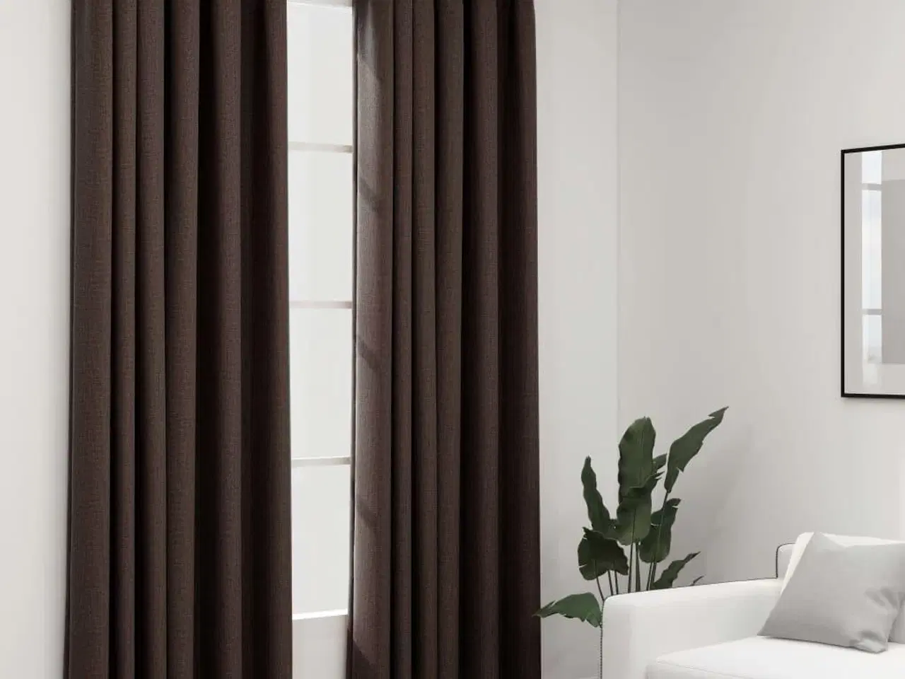 Billede 1 - Mørklægningsgardiner m. krog 2 stk. hør-look 140x225 cm gråbrun