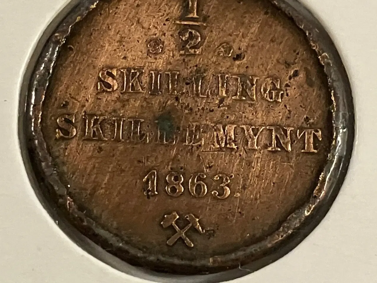 Billede 1 - 1/2 Skilling 1863 Norge - Dårlig stand