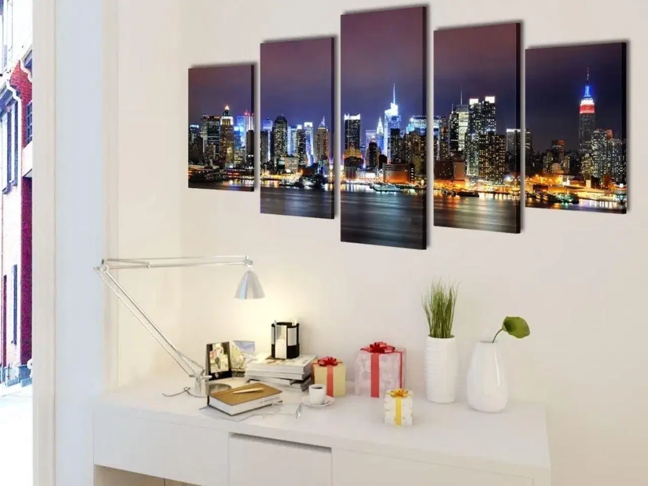 Billede 2 - Kanvasbilledsæt New York skyline farverigt 200 x 100 cm