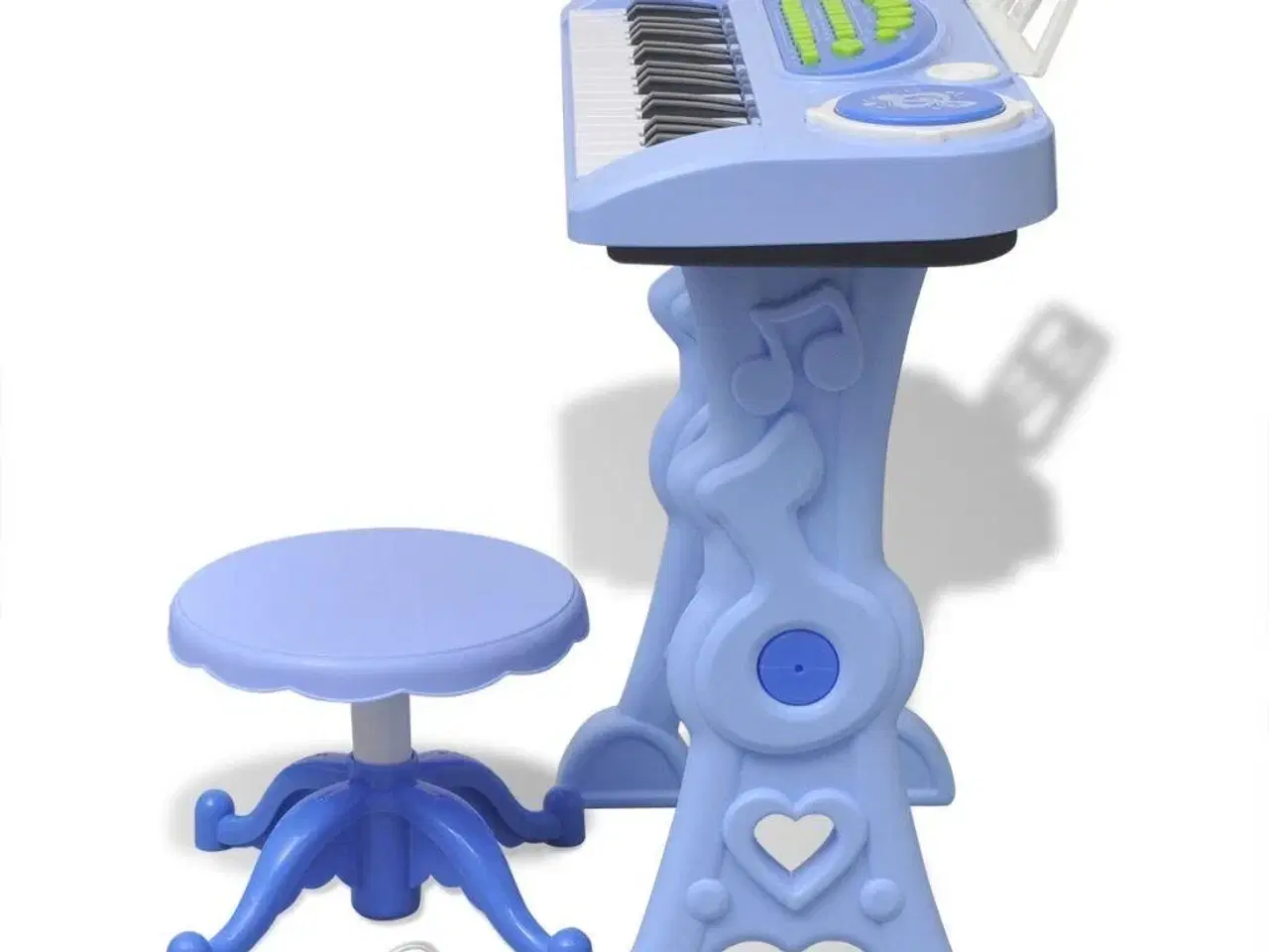 Billede 4 - Legetøjskeyboard med skammel/mikrofon blå