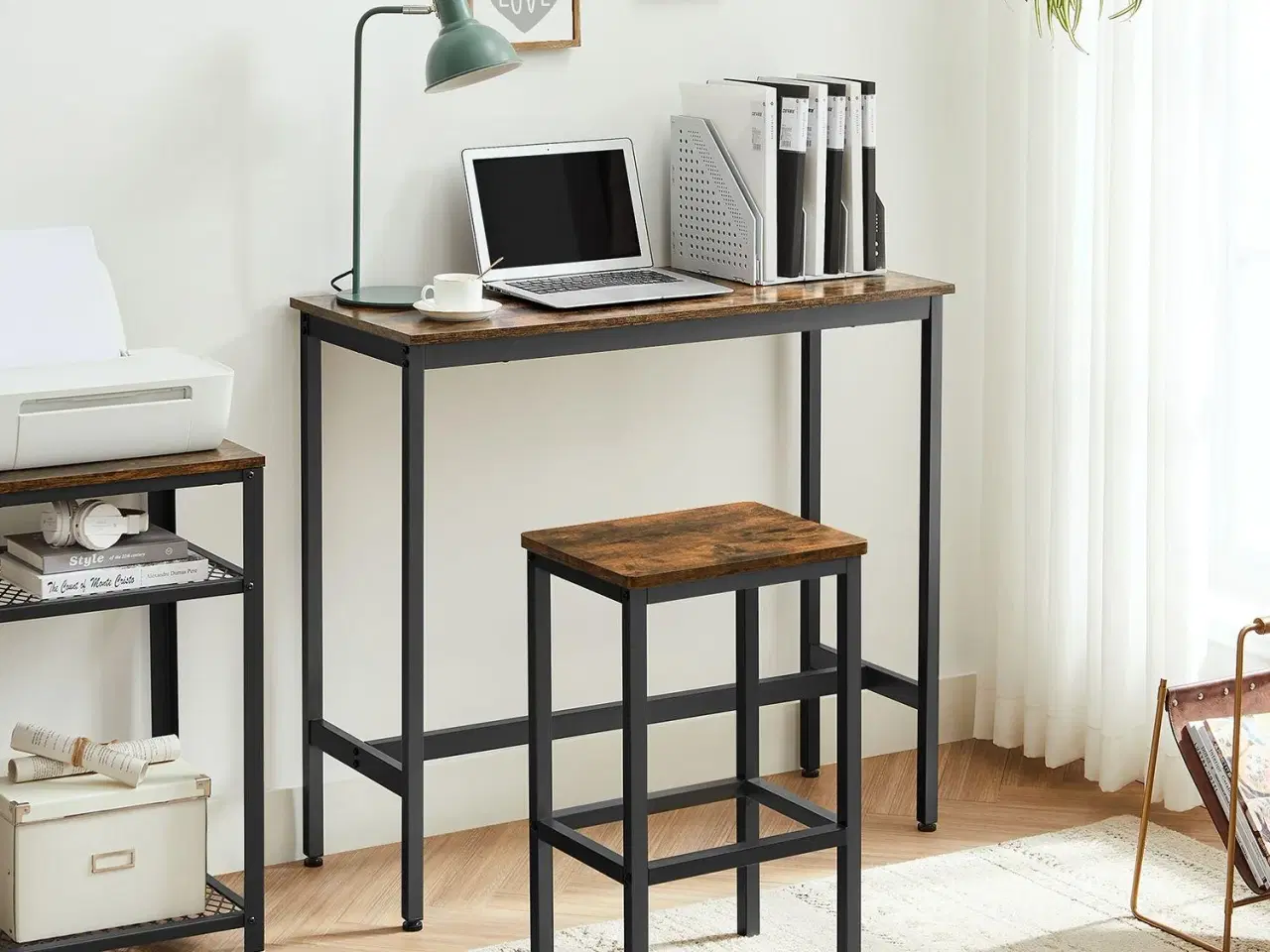 Billede 6 - Barsæt højt spisebord med 2 barstole, rustik brun/sort