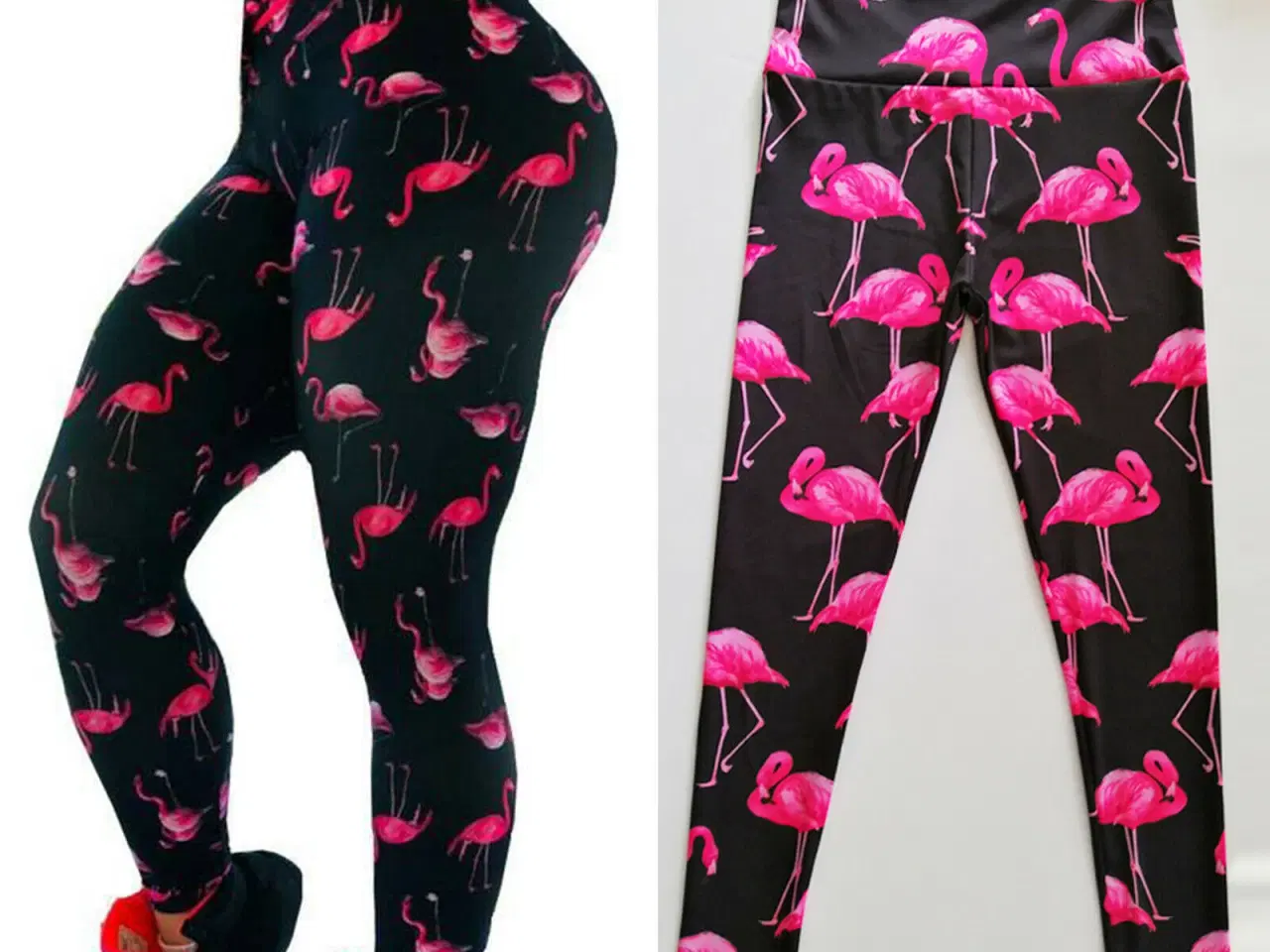 Billede 1 - Leggins. Str: Large- Flamingo print.