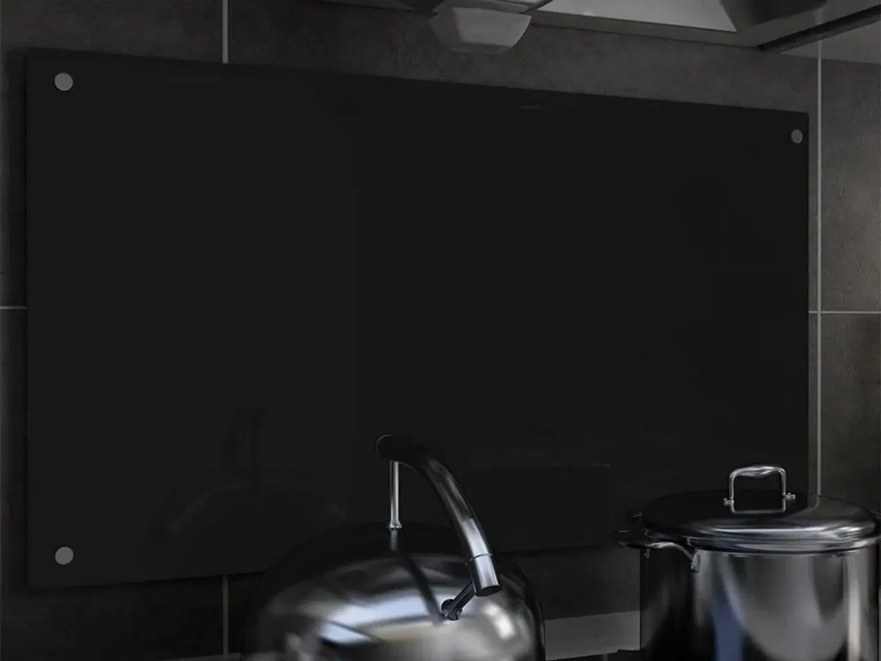 Billede 1 - Stænkplade 90x50 cm hærdet glas sort