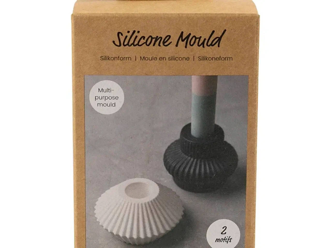 Billede 1 - Silikoneform, Rillede lysestager, H: 4+5,5 cm, diam. 7+8 cm, blank transparent, 2 stk./ 1 pk.